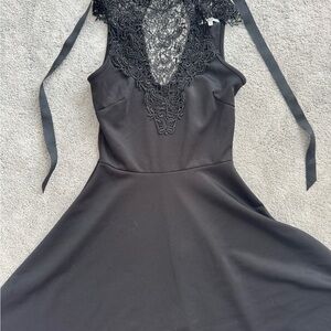 Charlotte Russe Black Backless Dress with Lace Detail
